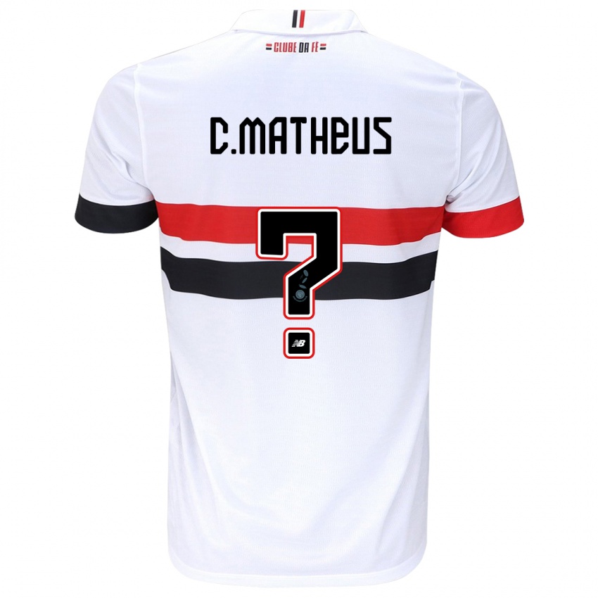 Niño Camiseta Caio Matheus #0 Blanco Rojo Negro 1ª Equipación 2024/25 La Camisa Chile