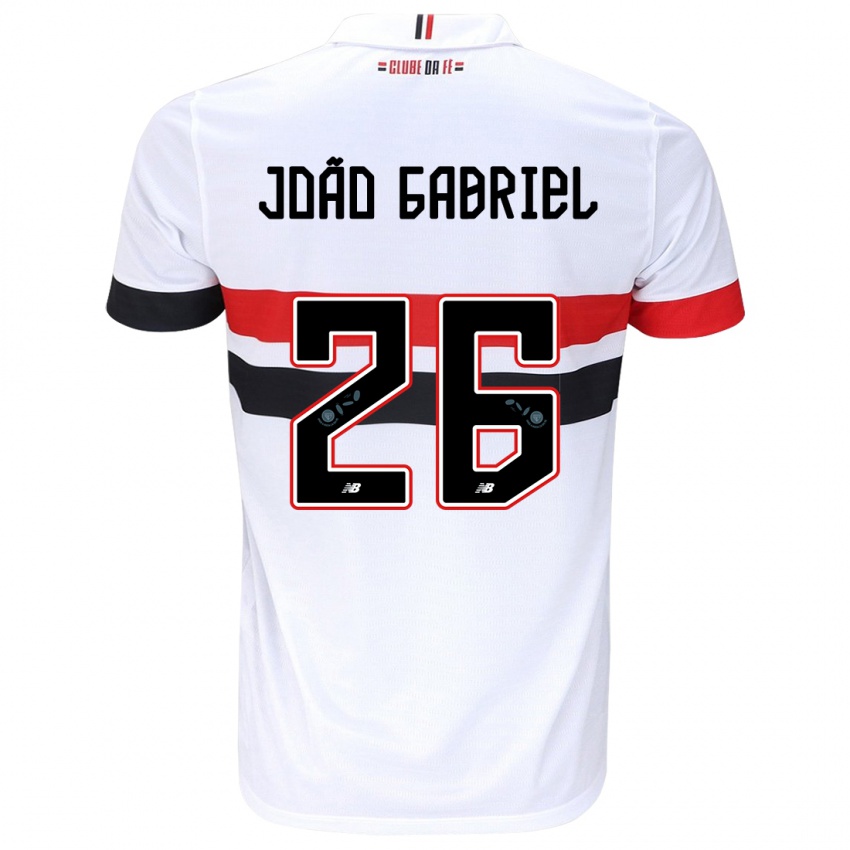 Niño Camiseta João Gabriel #26 Blanco Rojo Negro 1ª Equipación 2024/25 La Camisa Chile