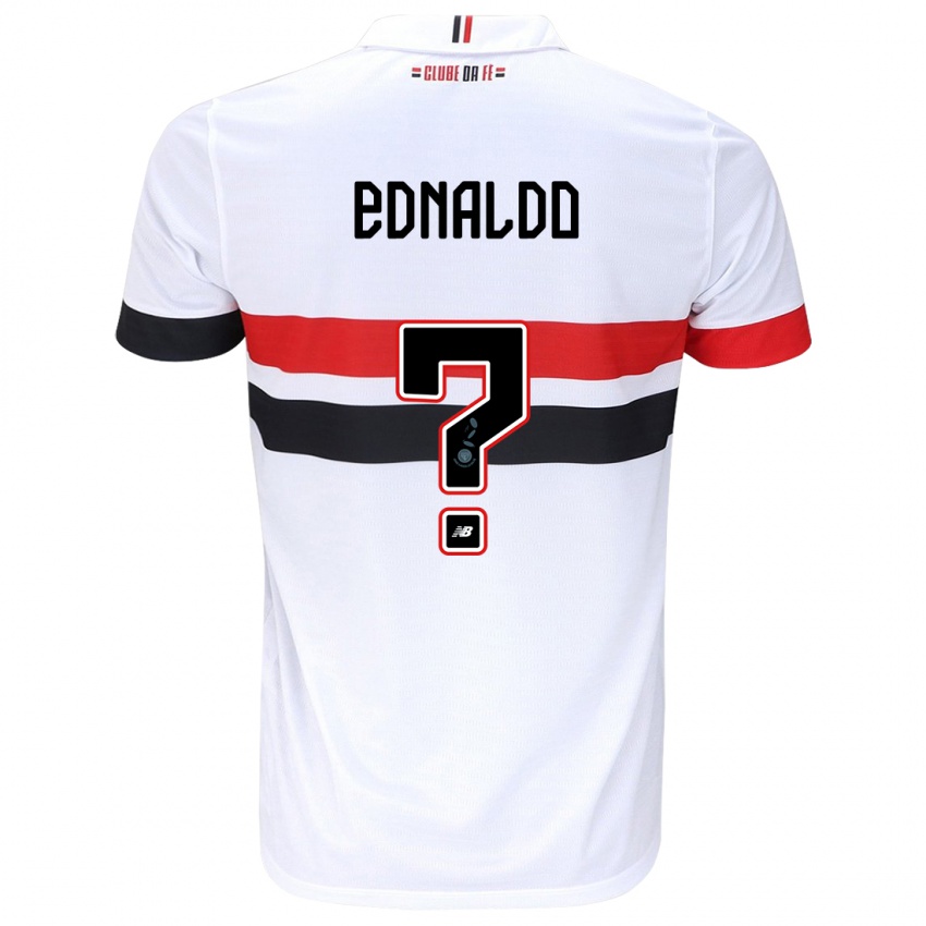 Niño Camiseta José Ednaldo #0 Blanco Rojo Negro 1ª Equipación 2024/25 La Camisa Chile