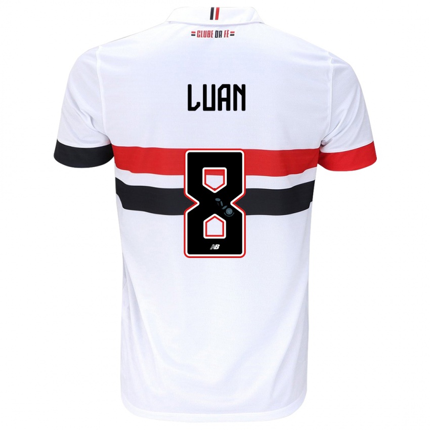 Niño Camiseta Luan #8 Blanco Rojo Negro 1ª Equipación 2024/25 La Camisa Chile