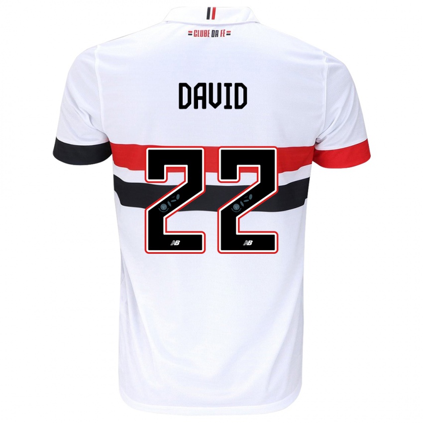 Niño Camiseta David #22 Blanco Rojo Negro 1ª Equipación 2024/25 La Camisa Chile