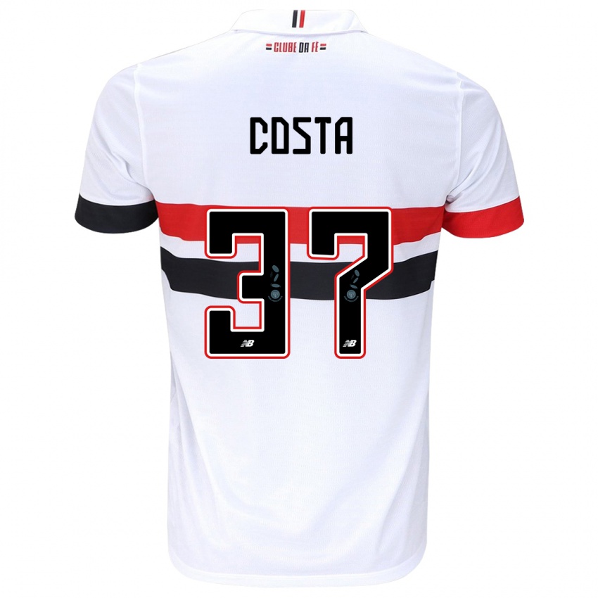 Niño Camiseta Talles Costa #37 Blanco Rojo Negro 1ª Equipación 2024/25 La Camisa Chile