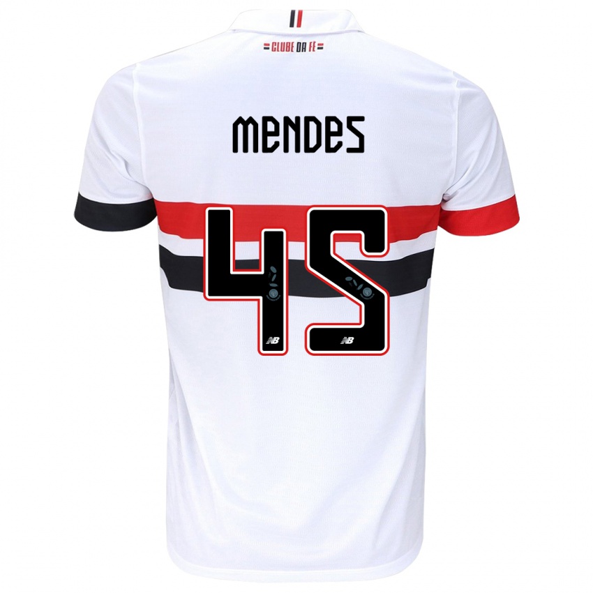 Niño Camiseta Nathan Mendes #45 Blanco Rojo Negro 1ª Equipación 2024/25 La Camisa Chile