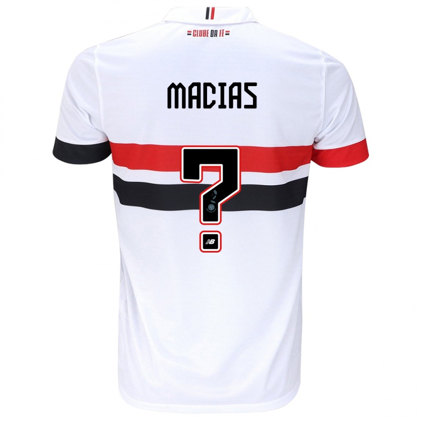 Niño Camiseta Juan Macías #0 Blanco Rojo Negro 1ª Equipación 2024/25 La Camisa Chile