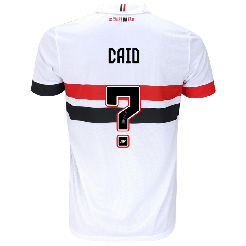 Niño Camiseta Caio #0 Blanco Rojo Negro 1ª Equipación 2024/25 La Camisa Chile