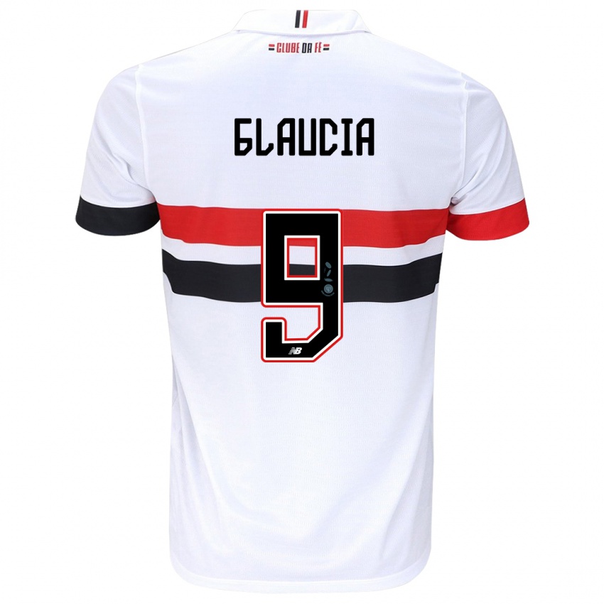 Niño Camiseta Glaucia #9 Blanco Rojo Negro 1ª Equipación 2024/25 La Camisa Chile