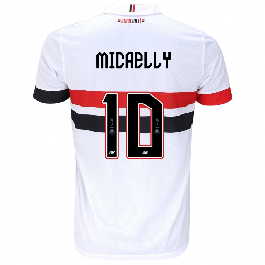 Niño Camiseta Micaelly #10 Blanco Rojo Negro 1ª Equipación 2024/25 La Camisa Chile