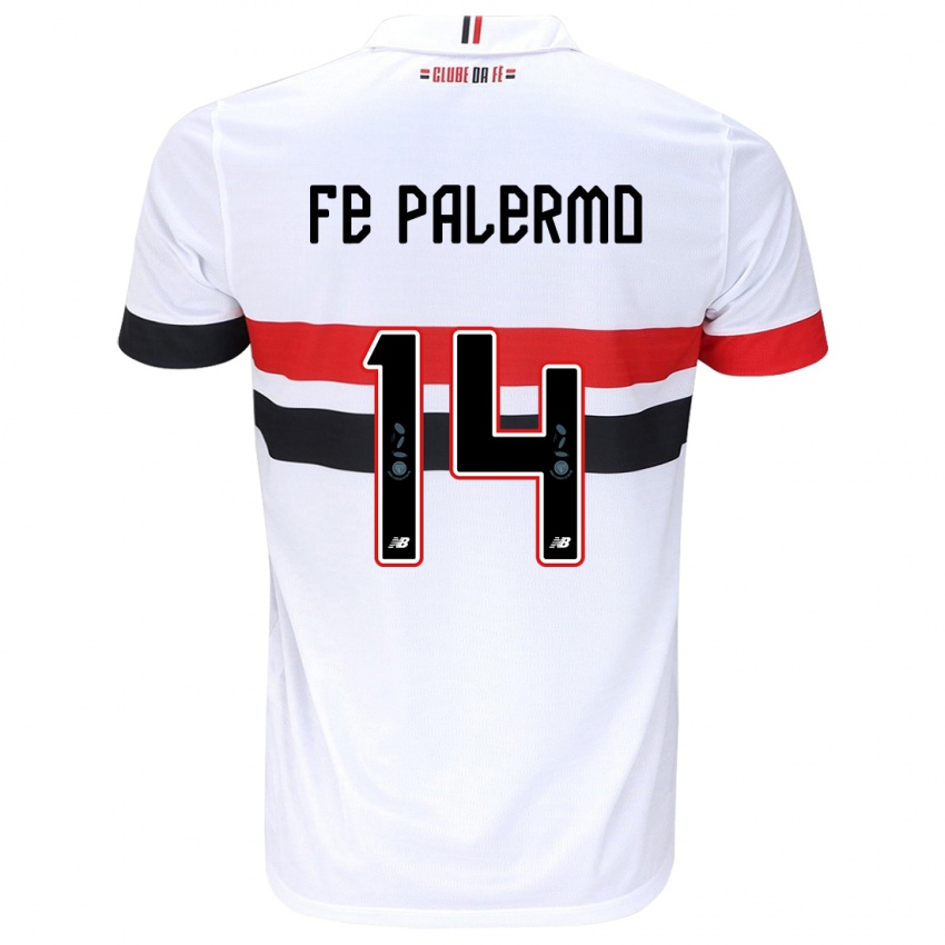 Niño Camiseta Fe Palermo #14 Blanco Rojo Negro 1ª Equipación 2024/25 La Camisa Chile