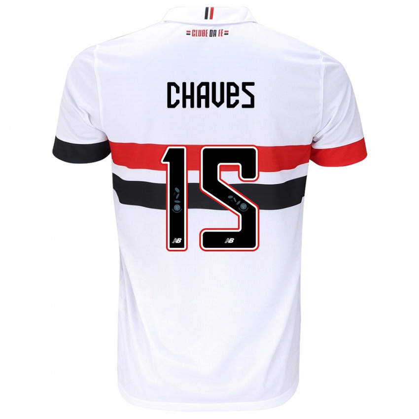 Niño Camiseta Carol Chaves #15 Blanco Rojo Negro 1ª Equipación 2024/25 La Camisa Chile