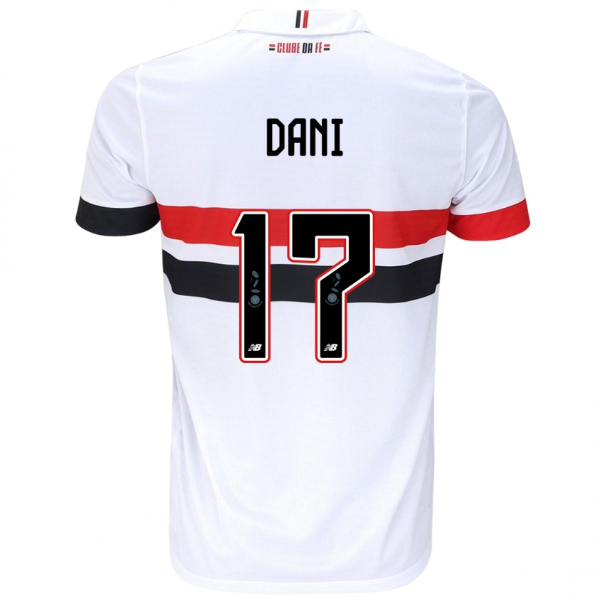 Niño Camiseta Dani #17 Blanco Rojo Negro 1ª Equipación 2024/25 La Camisa Chile