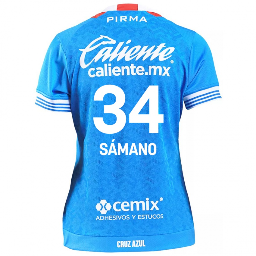 Niño Camiseta Leonardo Sámano #34 Cielo Azul 1ª Equipación 2024/25 La Camisa Chile