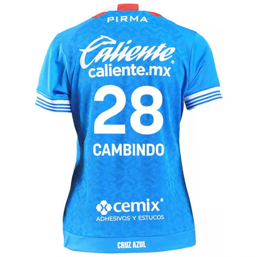 Niño Camiseta Diber Cambindo #28 Cielo Azul 1ª Equipación 2024/25 La Camisa Chile