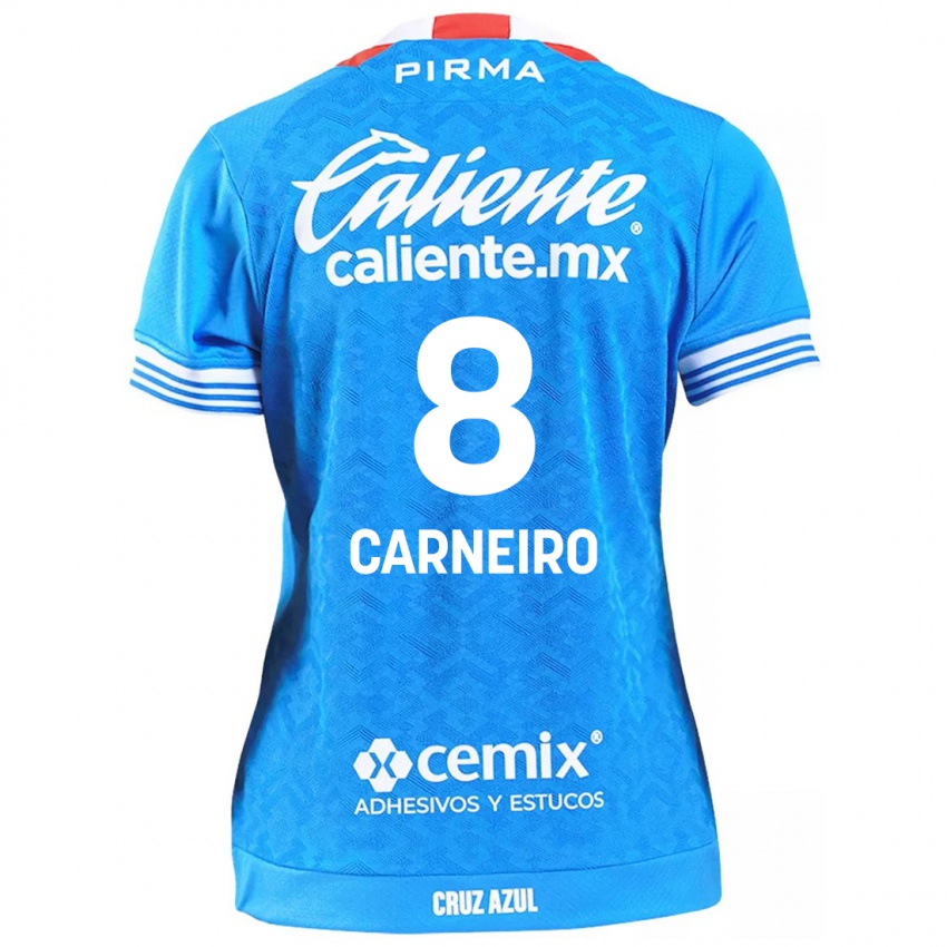 Niño Camiseta Gonzalo Carneiro #8 Cielo Azul 1ª Equipación 2024/25 La Camisa Chile