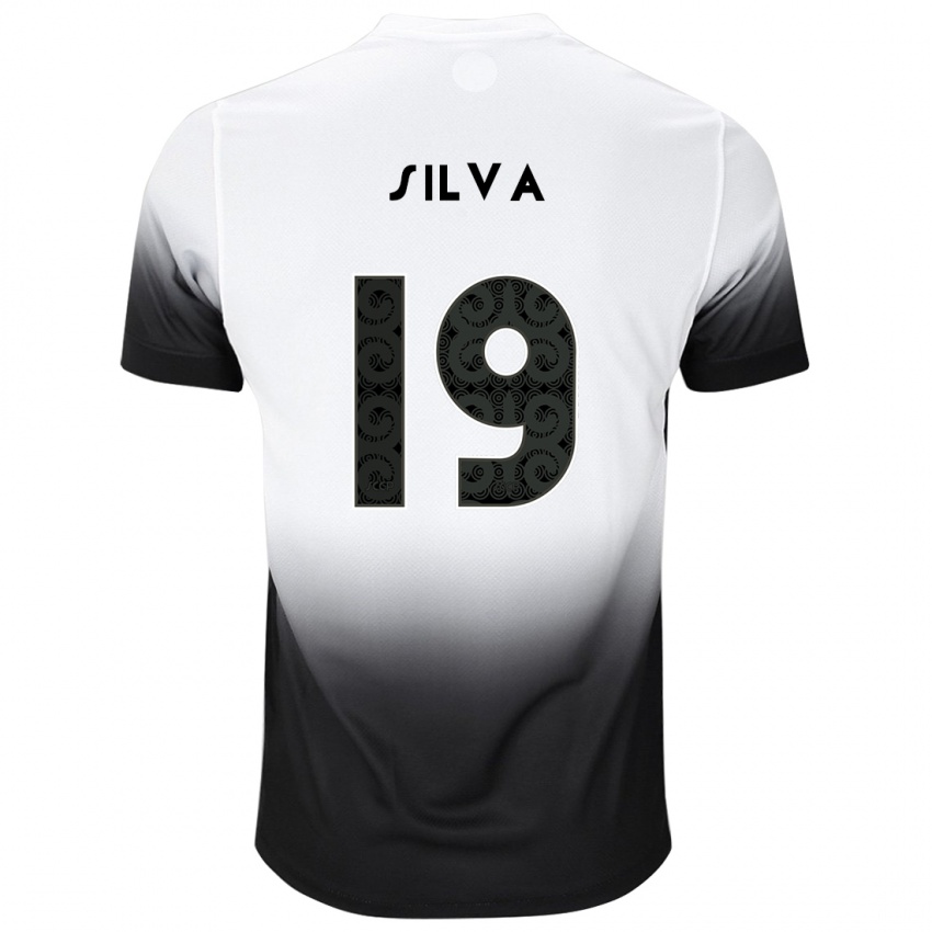 Niño Camiseta Gustavo Silva #19 Blanco Negro 1ª Equipación 2024/25 La Camisa Chile