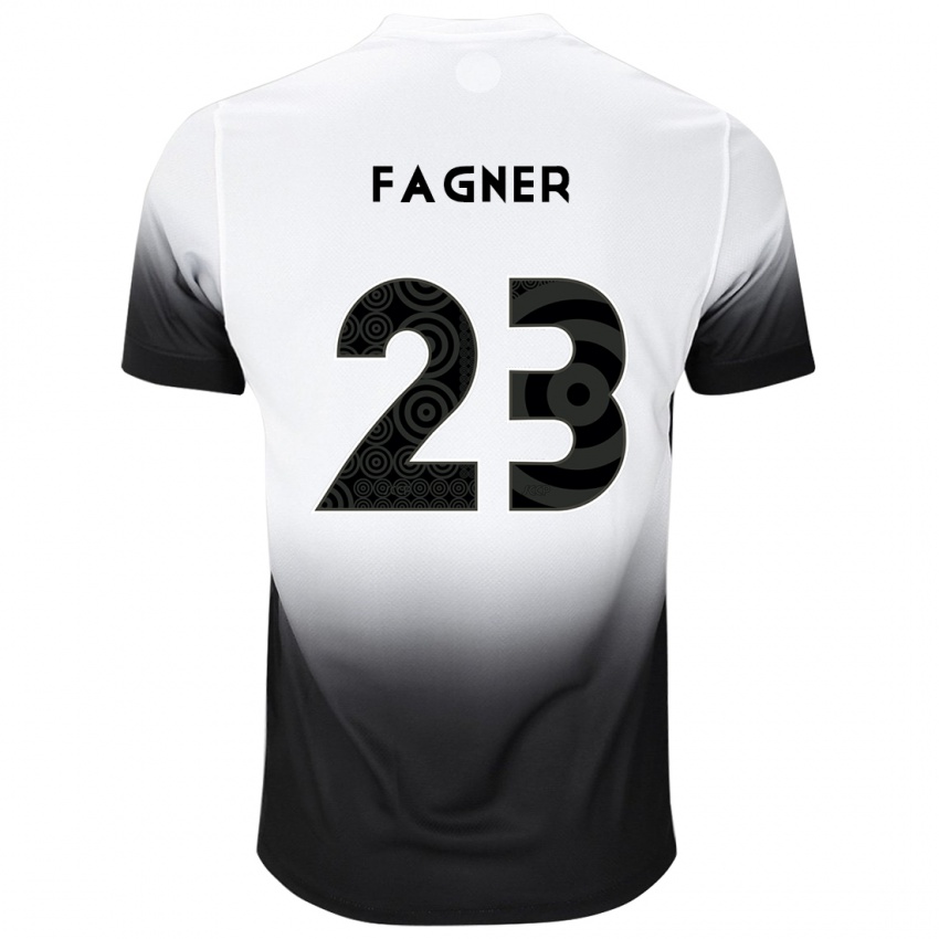 Niño Camiseta Fagner #23 Blanco Negro 1ª Equipación 2024/25 La Camisa Chile