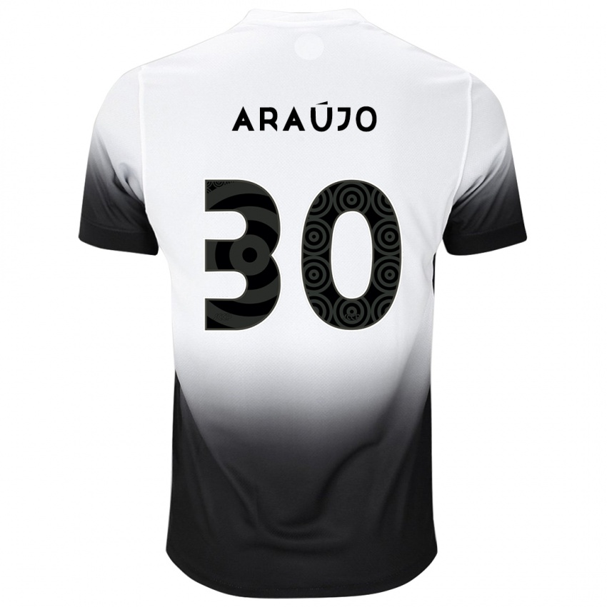 Niño Camiseta Matheus Araujo #30 Blanco Negro 1ª Equipación 2024/25 La Camisa Chile