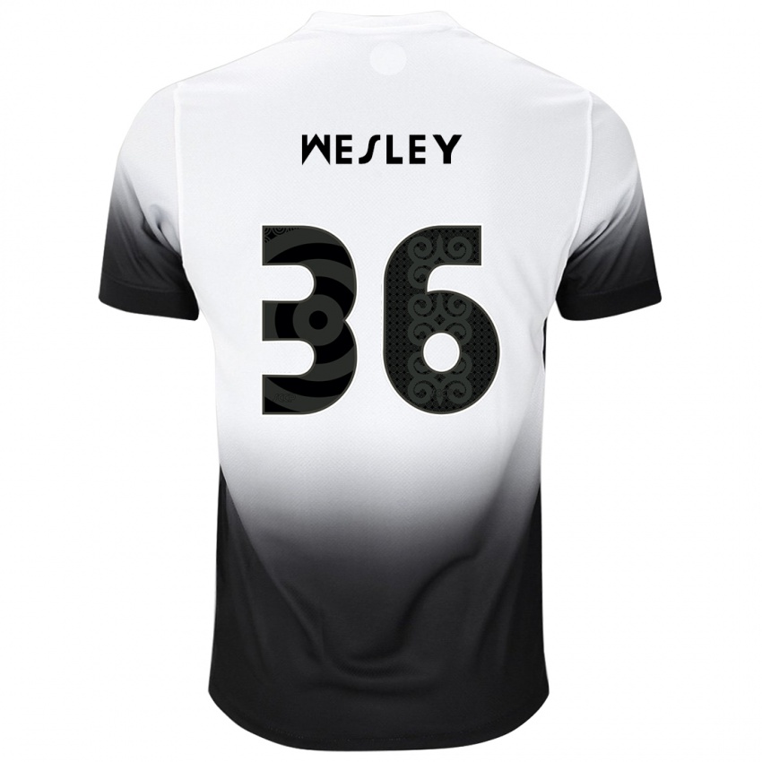 Niño Camiseta Wesley #36 Blanco Negro 1ª Equipación 2024/25 La Camisa Chile