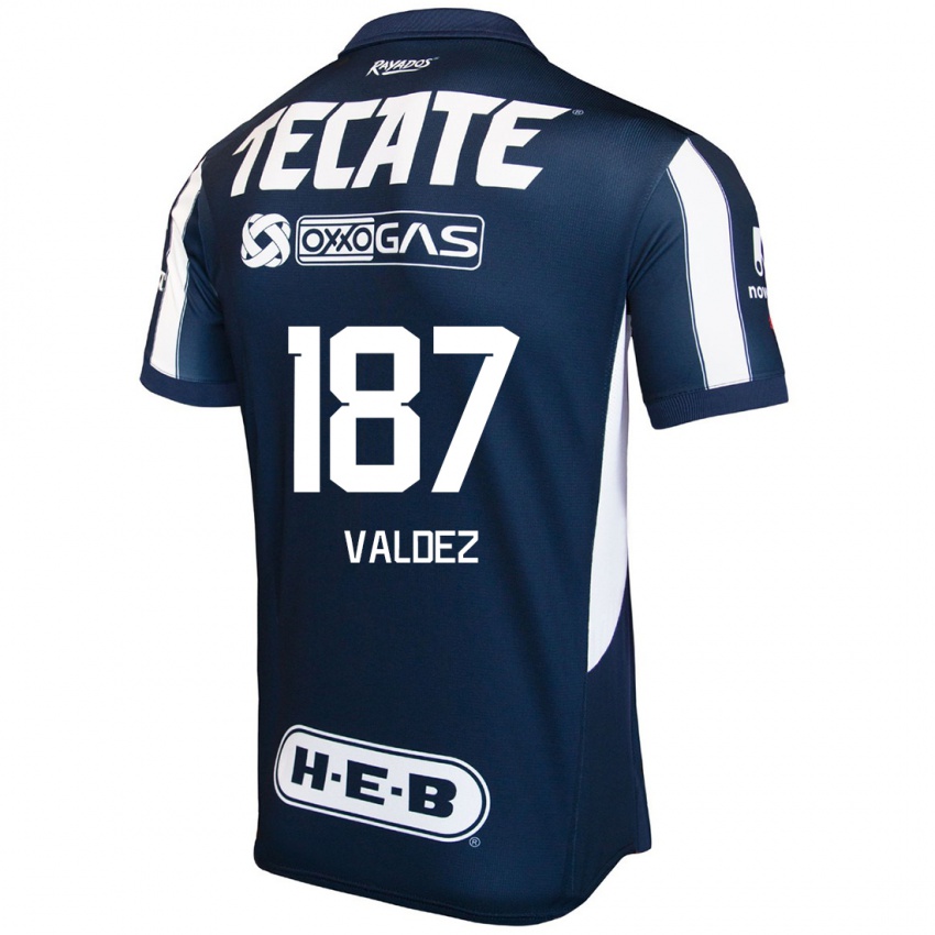 Niño Camiseta Érick Valdez #187 Azul Rojo Blanco 1ª Equipación 2024/25 La Camisa Chile