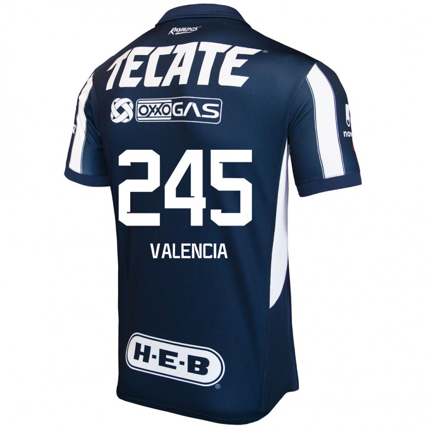 Niño Camiseta Cristian Valencia #245 Azul Rojo Blanco 1ª Equipación 2024/25 La Camisa Chile