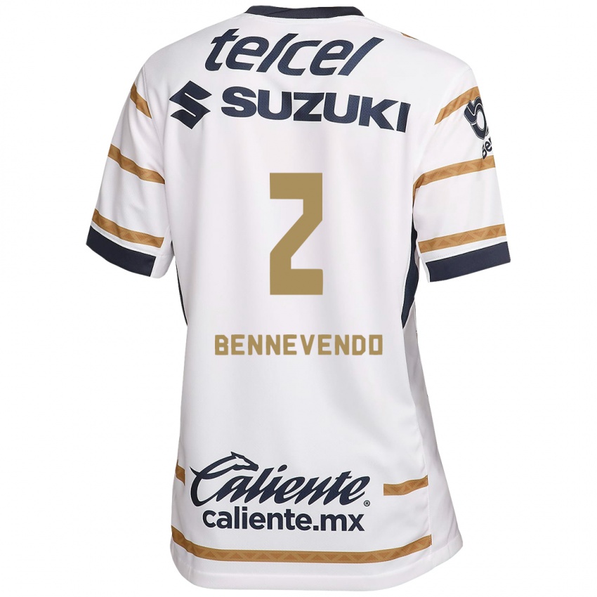 Niño Camiseta Pablo Bennevendo #2 Obsidiana Blanca 1ª Equipación 2024/25 La Camisa Chile