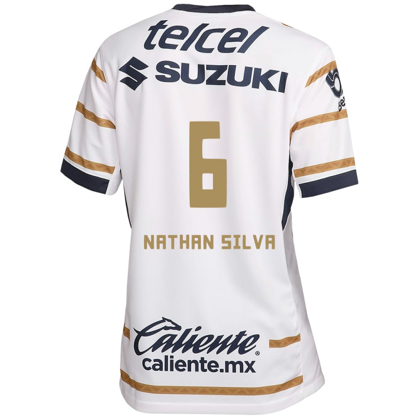 Niño Camiseta Nathan Silva #6 Obsidiana Blanca 1ª Equipación 2024/25 La Camisa Chile