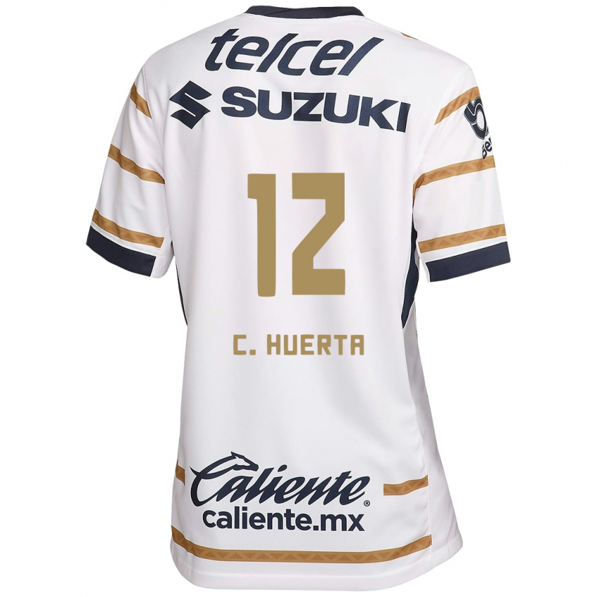 Niño Camiseta César Huerta #12 Obsidiana Blanca 1ª Equipación 2024/25 La Camisa Chile