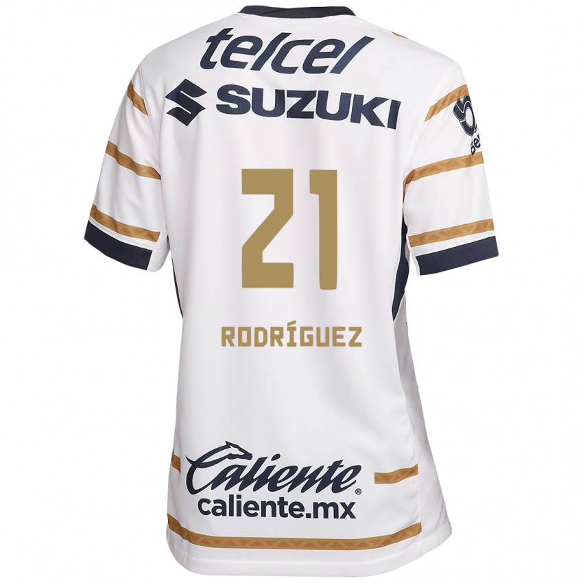 Niño Camiseta Michell Rodríguez #21 Obsidiana Blanca 1ª Equipación 2024/25 La Camisa Chile