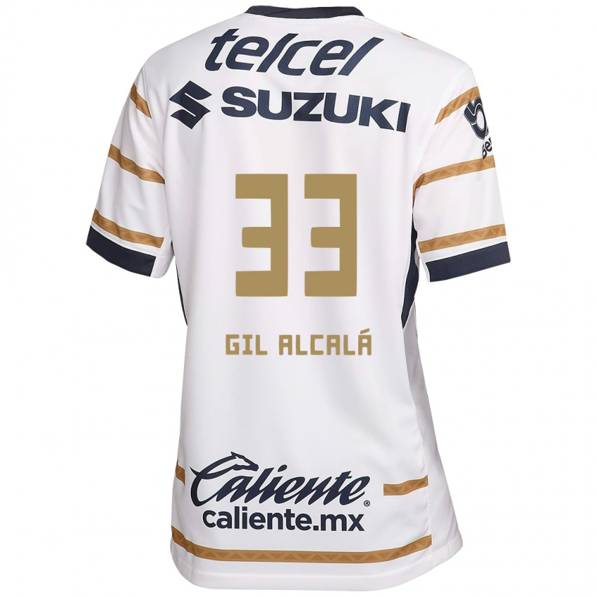 Niño Camiseta Gil Alcalá #33 Obsidiana Blanca 1ª Equipación 2024/25 La Camisa Chile