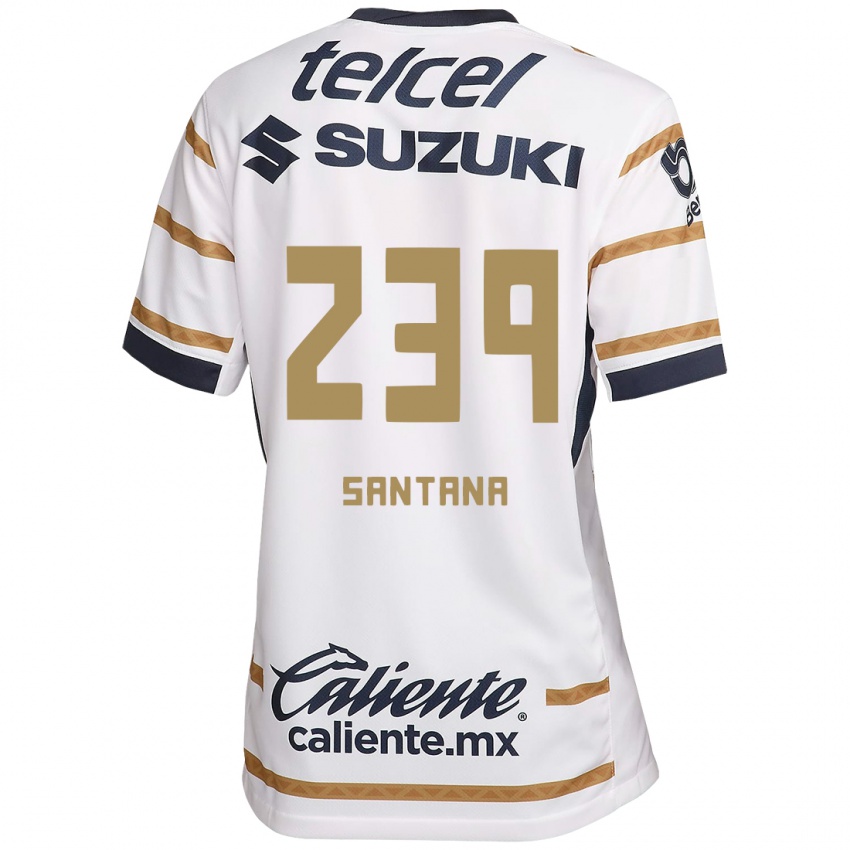 Niño Camiseta Guillermo Santana #239 Obsidiana Blanca 1ª Equipación 2024/25 La Camisa Chile