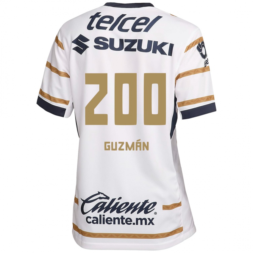 Niño Camiseta Alan Guzmán #200 Obsidiana Blanca 1ª Equipación 2024/25 La Camisa Chile