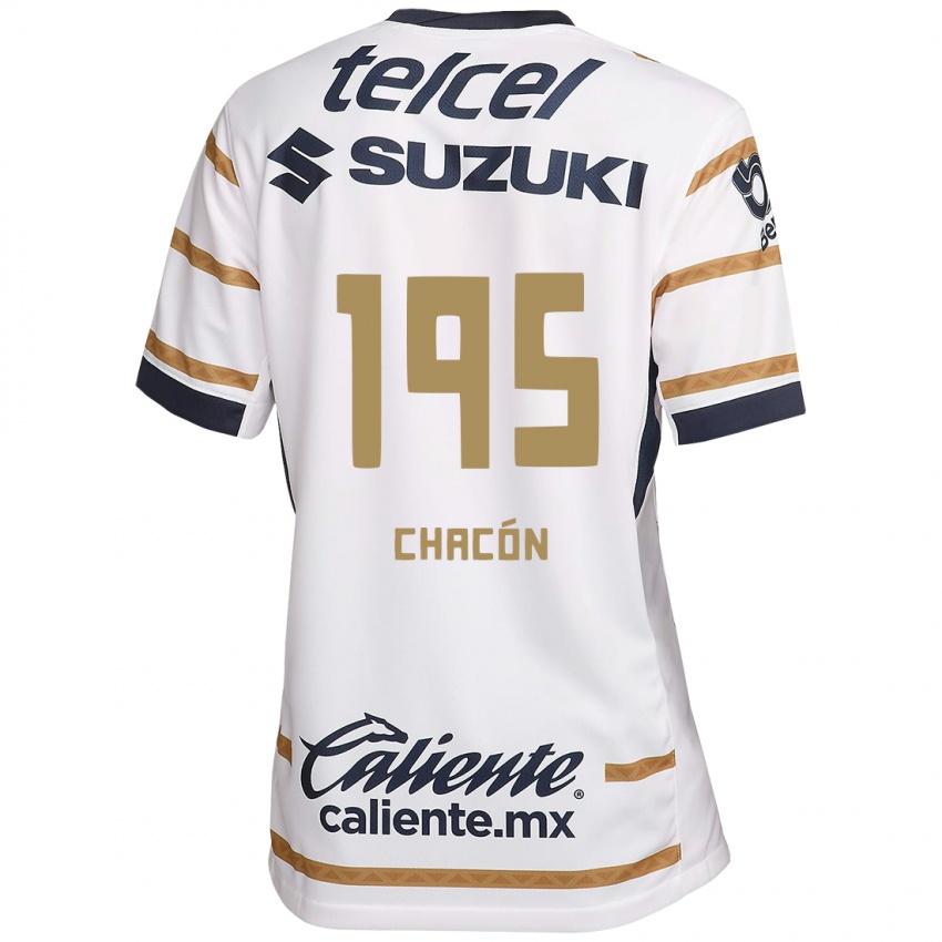 Niño Camiseta Eduardo Chacón #195 Obsidiana Blanca 1ª Equipación 2024/25 La Camisa Chile