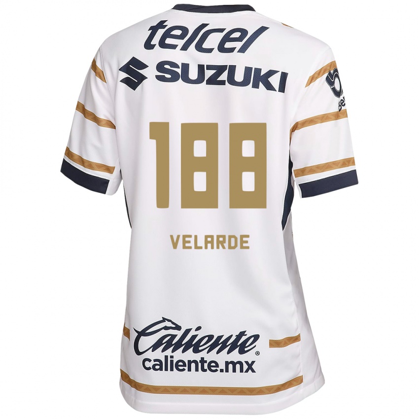 Niño Camiseta Andrés Velarde #188 Obsidiana Blanca 1ª Equipación 2024/25 La Camisa Chile