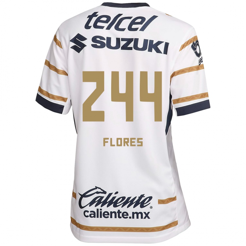 Niño Camiseta Jonathan Flores #244 Obsidiana Blanca 1ª Equipación 2024/25 La Camisa Chile