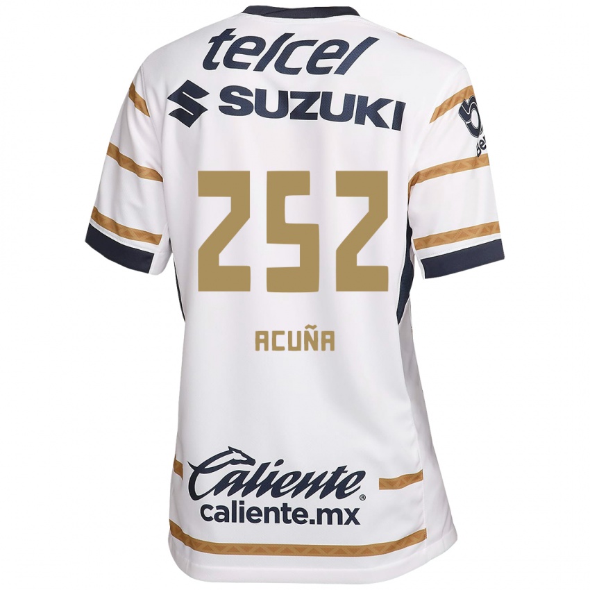 Niño Camiseta José Acuña #252 Obsidiana Blanca 1ª Equipación 2024/25 La Camisa Chile