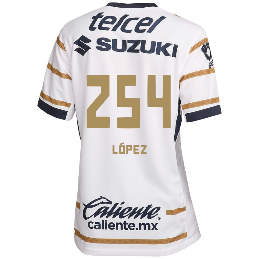 Niño Camiseta Santiago López #254 Obsidiana Blanca 1ª Equipación 2024/25 La Camisa Chile