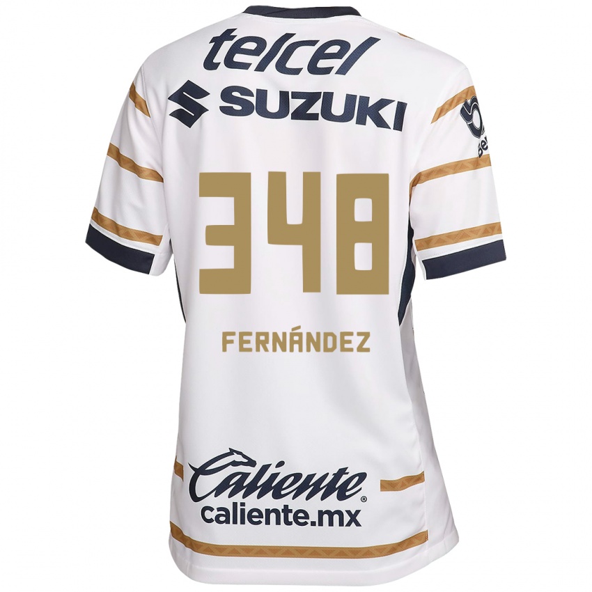 Niño Camiseta Yerik Fernández #348 Obsidiana Blanca 1ª Equipación 2024/25 La Camisa Chile