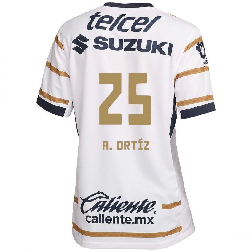 Niño Camiseta Arturo Ortiz #25 Obsidiana Blanca 1ª Equipación 2024/25 La Camisa Chile