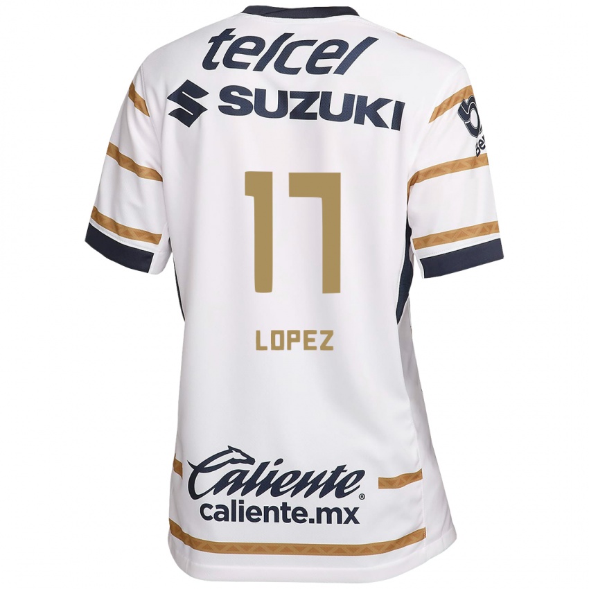 Niño Camiseta Leonel Lopez #17 Obsidiana Blanca 1ª Equipación 2024/25 La Camisa Chile