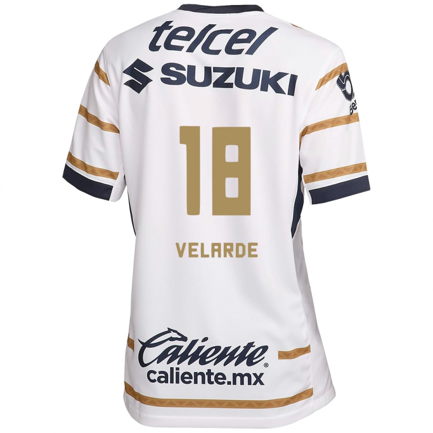 Niño Camiseta Efrain Velarde #18 Obsidiana Blanca 1ª Equipación 2024/25 La Camisa Chile