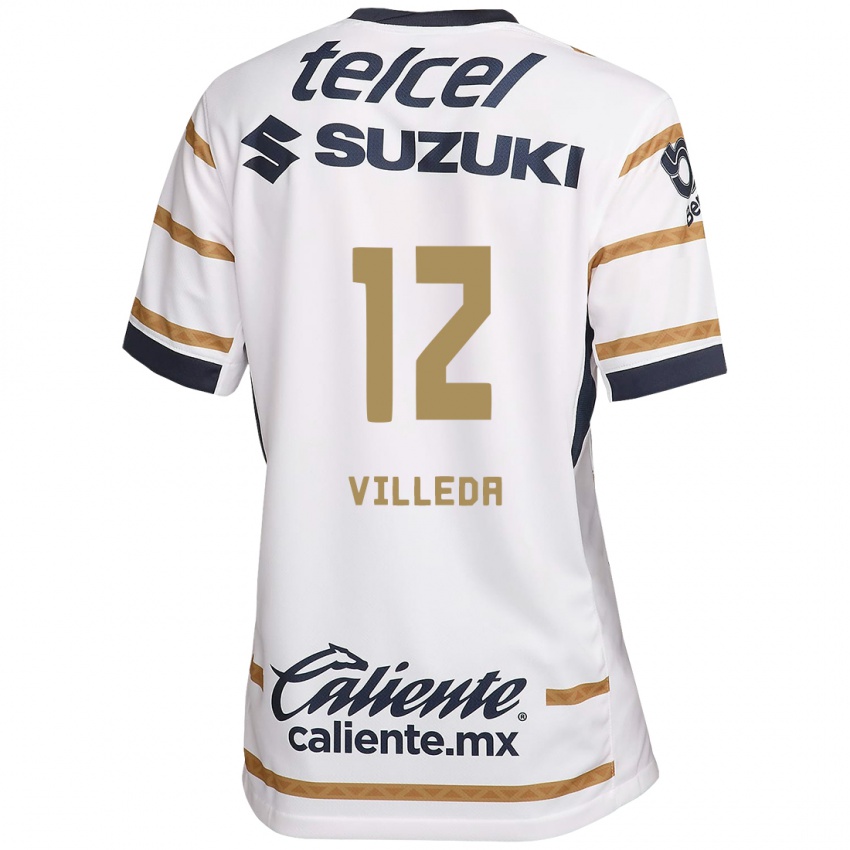 Niño Camiseta Melany Villeda #12 Obsidiana Blanca 1ª Equipación 2024/25 La Camisa Chile