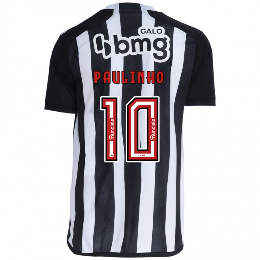 Niño Camiseta Paulinho #10 Blanco Negro 1ª Equipación 2024/25 La Camisa Chile