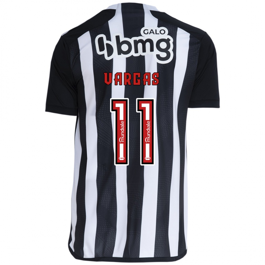 Niño Camiseta Eduardo Vargas #11 Blanco Negro 1ª Equipación 2024/25 La Camisa Chile