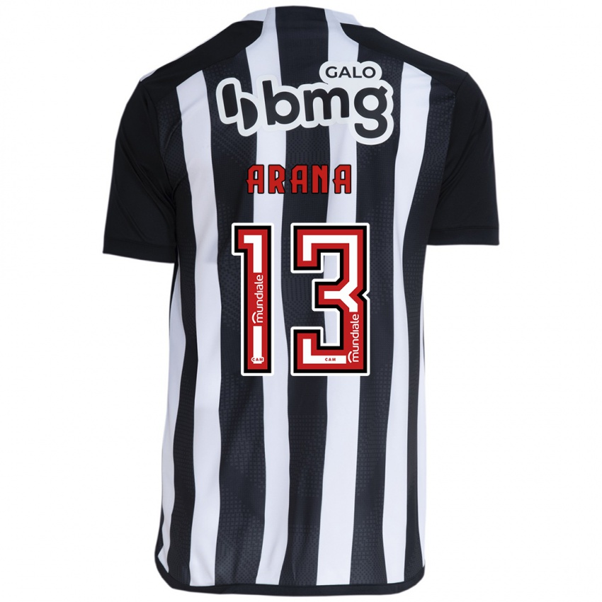 Niño Camiseta Guilherme Arana #13 Blanco Negro 1ª Equipación 2024/25 La Camisa Chile