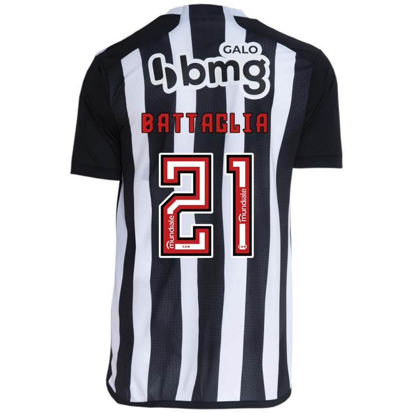 Niño Camiseta Rodrigo Battaglia #21 Blanco Negro 1ª Equipación 2024/25 La Camisa Chile