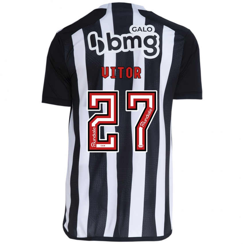 Niño Camiseta Paulo Vitor #27 Blanco Negro 1ª Equipación 2024/25 La Camisa Chile