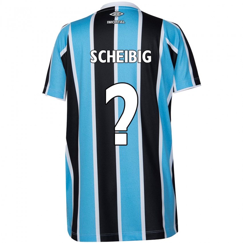 Niño Camiseta Felipe Scheibig #0 Azul Negro Blanco 1ª Equipación 2024/25 La Camisa Chile