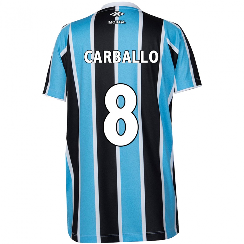 Niño Camiseta Felipe Carballo #8 Azul Negro Blanco 1ª Equipación 2024/25 La Camisa Chile