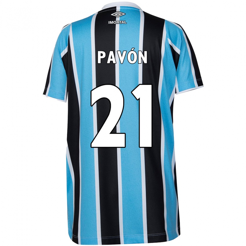 Niño Camiseta Cristian Pavon #21 Azul Negro Blanco 1ª Equipación 2024/25 La Camisa Chile