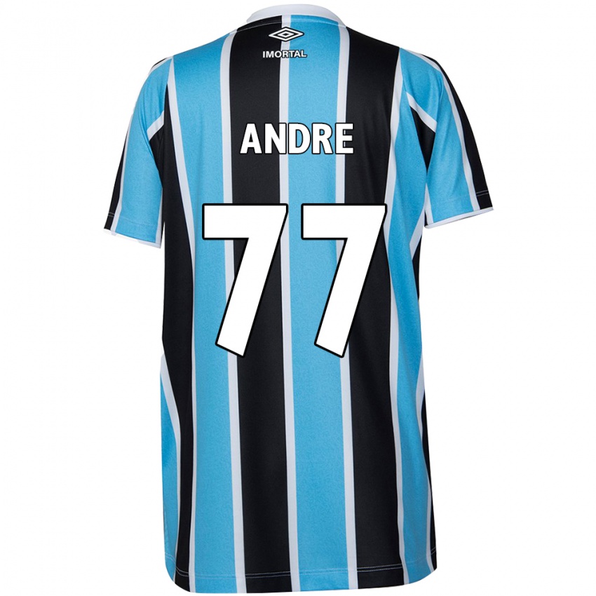 Niño Camiseta André #77 Azul Negro Blanco 1ª Equipación 2024/25 La Camisa Chile