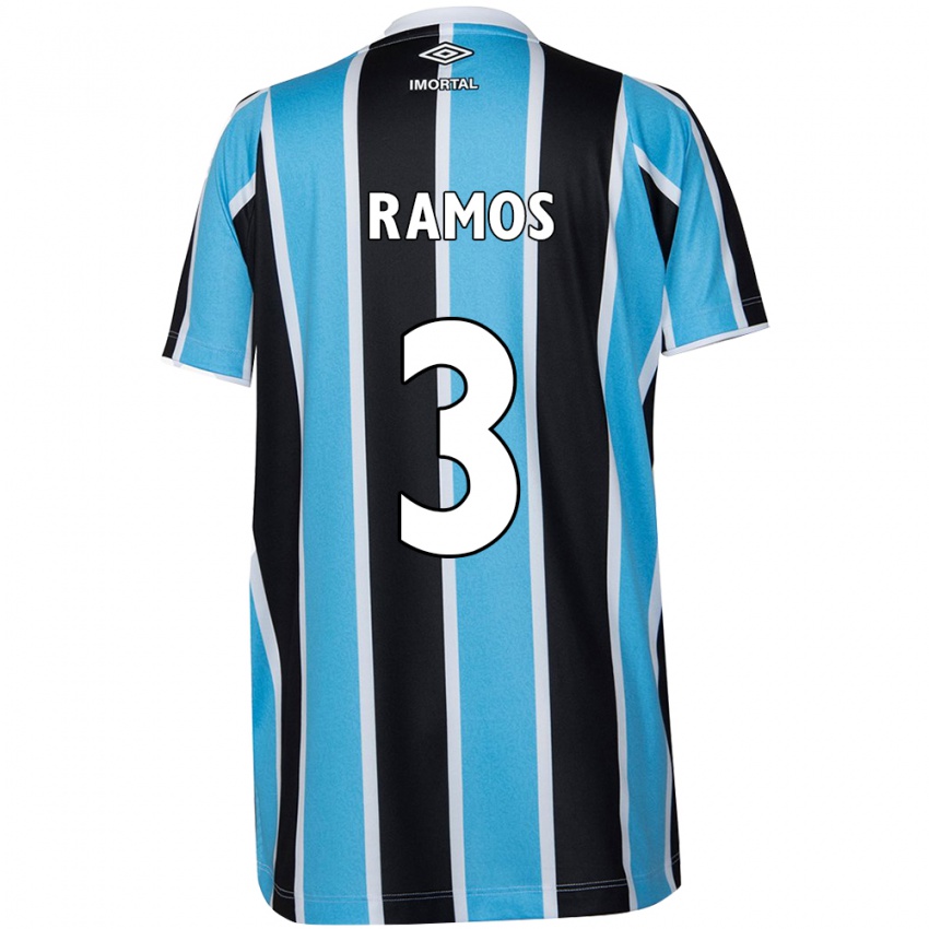 Niño Camiseta João Ramos #3 Azul Negro Blanco 1ª Equipación 2024/25 La Camisa Chile